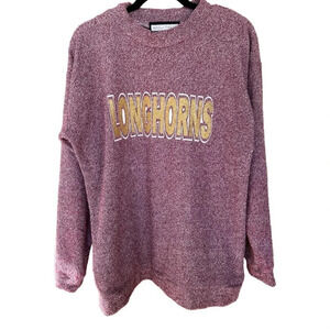Wooly Threads Heather Scarlet Texas Longhorns Glitter Long Sleeve Pullover Sz L